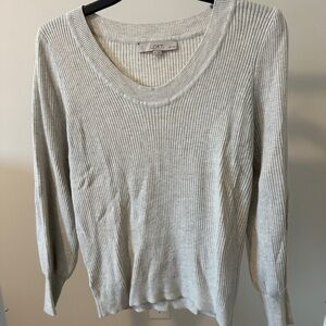 LOFT Women's Soft Cream Ribbed Knit Sweater